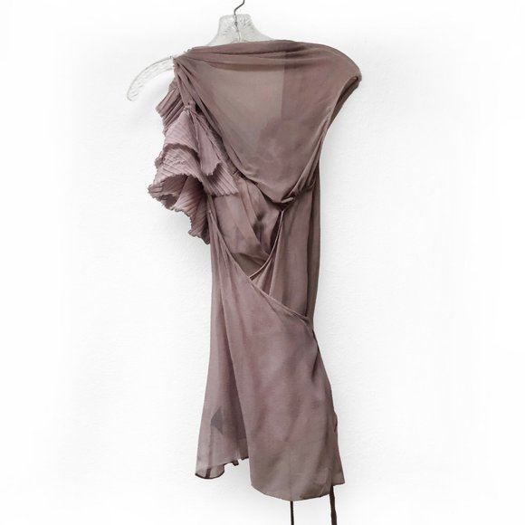 Bebe mauve pale blush rose sheer mesh romantic y2k 3D flower top - Picture 7 of 8